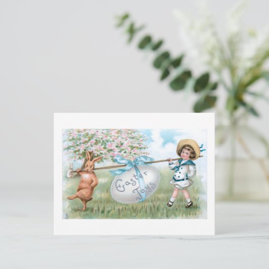 Kute  paasbundel en kind briefkaart (Staand voorkant)