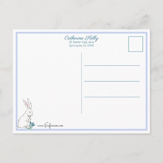 Kute  paasbundels en blauw vergeten me nots briefkaart (Achterkant)