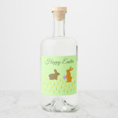 Kute paasBunnies en Daffodils Custom Liquor Bo Likeurfles Etiket (Voorkant)