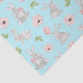 Kute paasBunnies en Spring Flowers Blue Tissuepapier (Detail)