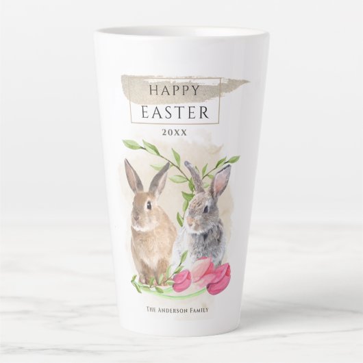 Kute paasbunnies | Happy Easter Waterverf Art Latte Mok (Voorkant)