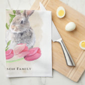 Kute paasbunnies | Happy Easter Waterverf Art Theedoek (Quarter Fold)