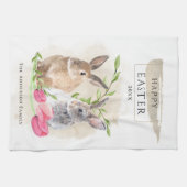 Kute paasbunnies | Happy Easter Waterverf Art Theedoek (Horizontaal)