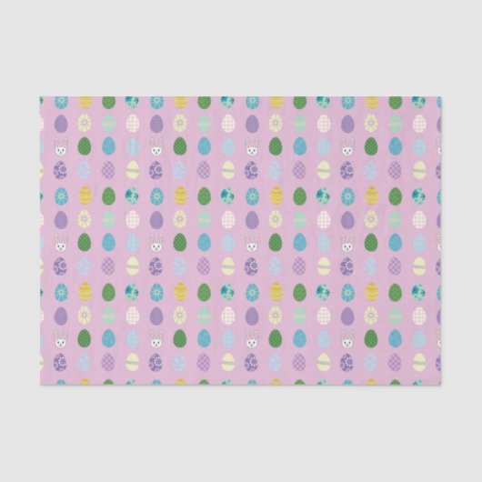 Kute paasbunnies kleurrijke gepatterde eieren tissuepapier (Voorkant)