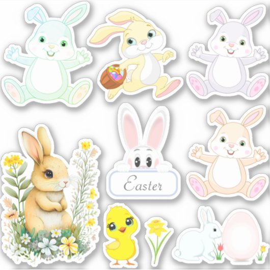 Kute paasbunnies sticker (Voorkant)