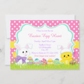 Kute Paasbunny en Chick Easter Hunt Kaart (Voorkant)