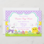 Kute Paasbunny en Chick Easter Hunt Kaart (Voorkant)