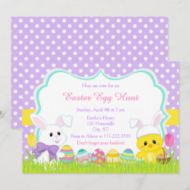 Kute Paasbunny en Chick Easter Hunt Kaart