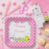 Kute Paasbunny en Chick Easter Hunt Papieren Bordje (Feest)