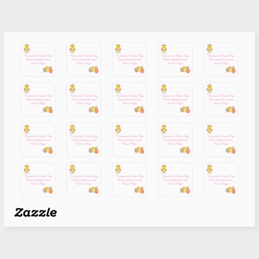 Kute Paasbunny en Chick Easter Hunt Vierkante Sticker (Vel)