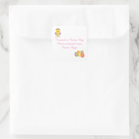 Kute Paasbunny en Chick Easter Hunt Vierkante Sticker (Tas)