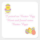 Kute Paasbunny en Chick Easter Hunt Vierkante Sticker (Voorkant)