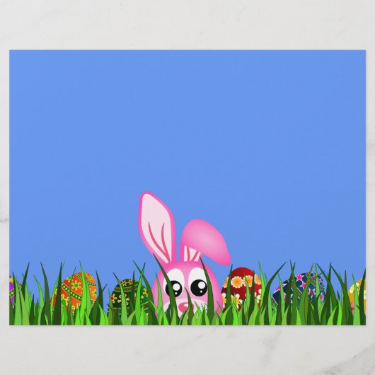 Kute Paasbunny en eieren in Grass Egg Hunt Flyer (Achterkant)