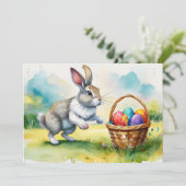 Kute  paasbunny feestdagenkaart (Staand voorkant)