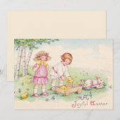 Kute  paasbunny feestdagenkaart (Voorkant / Achterkant)