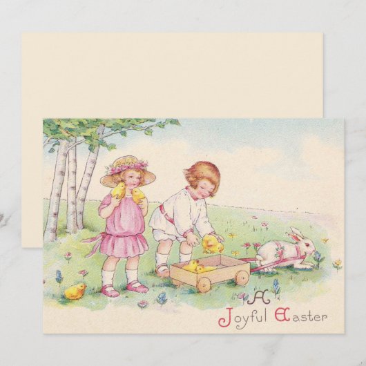 Kute  paasbunny feestdagenkaart (Voorkant / Achterkant)