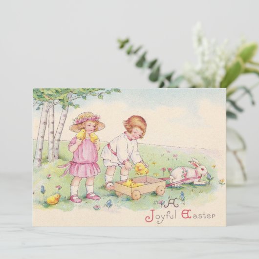 Kute  paasbunny feestdagenkaart (Staand voorkant)