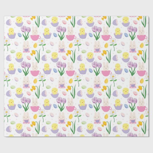 Kute paasbunny Holiday betonpartijtje Cadeaupapier (Vlak)