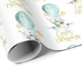 Kute paasbunny Hot Balloon paasveroudering Cadeaupapier (Rol Hoek)