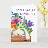 Kute paasbunny na paaskaart kaart (Gele Bloem)