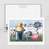Kute  paaseieren, chick, bovenste hak briefkaart (Voorkant / Achterkant)