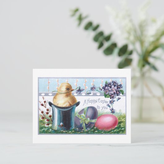 Kute  paaseieren, chick, bovenste hak briefkaart (Staand voorkant)