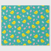 Kute Paaseieren Chicken Spring Pattern Blauwgroen  Cadeaupapier (Vlak)