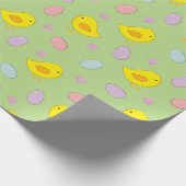 Kute Paaseieren Chicken Spring Pattern Green Cadeaupapier (Hoek)