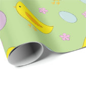 Kute Paaseieren Chicken Spring Pattern Green Cadeaupapier (Rol Hoek)
