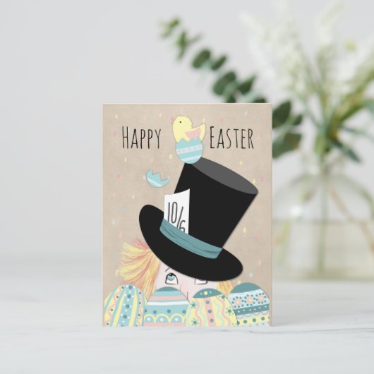 Kute paaseieren en hak feestdagenkaart (Staand voorkant)