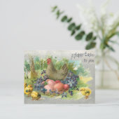 Kute  paaseieren, kippen en kippen briefkaart (Staand voorkant)