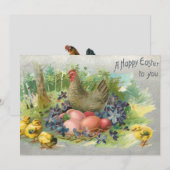 Kute  paaseieren, kippen en kippen feestdagenkaart (Voorkant / Achterkant)