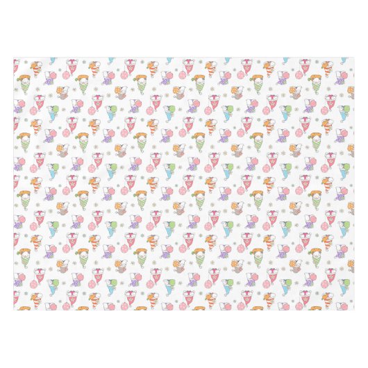 Kute paasgnomen Girly Spring Flowers Eggs Tafelkleed (Voorkant (Horizontaal))