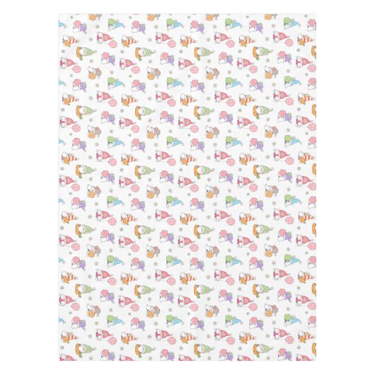 Kute paasgnomen Girly Spring Flowers Eggs Tafelkleed (Voorkant)