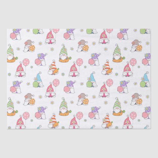 Kute paasgnomen Girly Spring Flowers Eggs Tissuepapier (Voorkant)