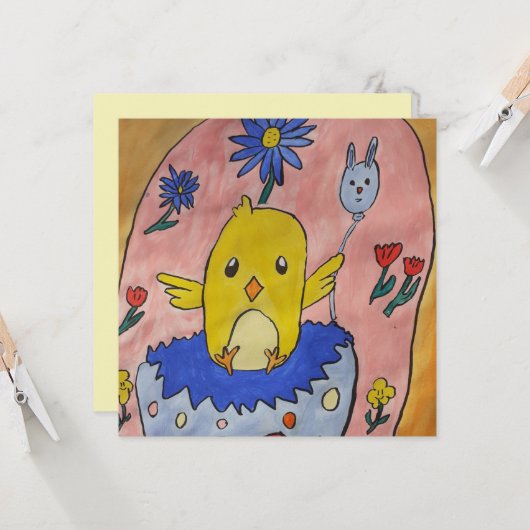 Kute paasgriffig Wenskaart Kaart (Voorkant / Achterkant in situ)