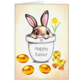 Kute paashaas in een Plant Poot & Golden Eggs (Voorkant)