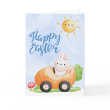 Kute paashaas in wortelauto