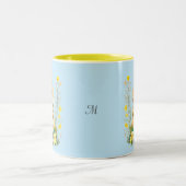 Kute paashaas met bloemen en monogram tweekleurige koffiemok (Center)