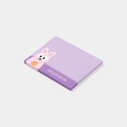 Kute paashaas met Eieren en Aangepaste naam roze Post-it® Notes (Schuin)