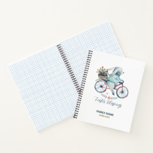 Kute paashaas op een bike notitieboek