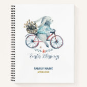 Kute paashaas op een bike notitieboek (Voorkant)