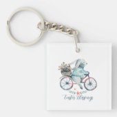 Kute paashaas op een bike sleutelhanger (Voorkant)