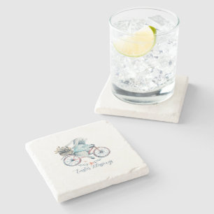 Kute paashaas op een bike stenen onderzetter