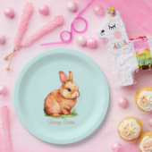 Kute paashaas op Light Blue Papieren Bordje (Feest)