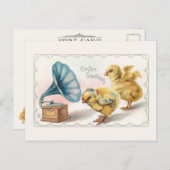 Kute  paaskip en Gramophone Briefkaart (Voorkant / Achterkant)