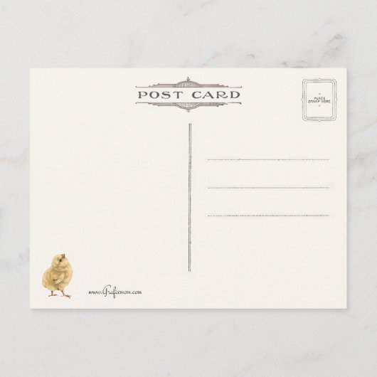 Kute  paaskip en Gramophone Briefkaart (Achterkant)