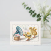 Kute  paaskip en Gramophone Briefkaart (Staand voorkant)