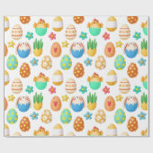 Kute paaskippen, Bunnies en Eieren Cadeaupapier (Vlak)