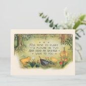 Kute paaskippen en lentbloemen feestdagenkaart (Staand voorkant)